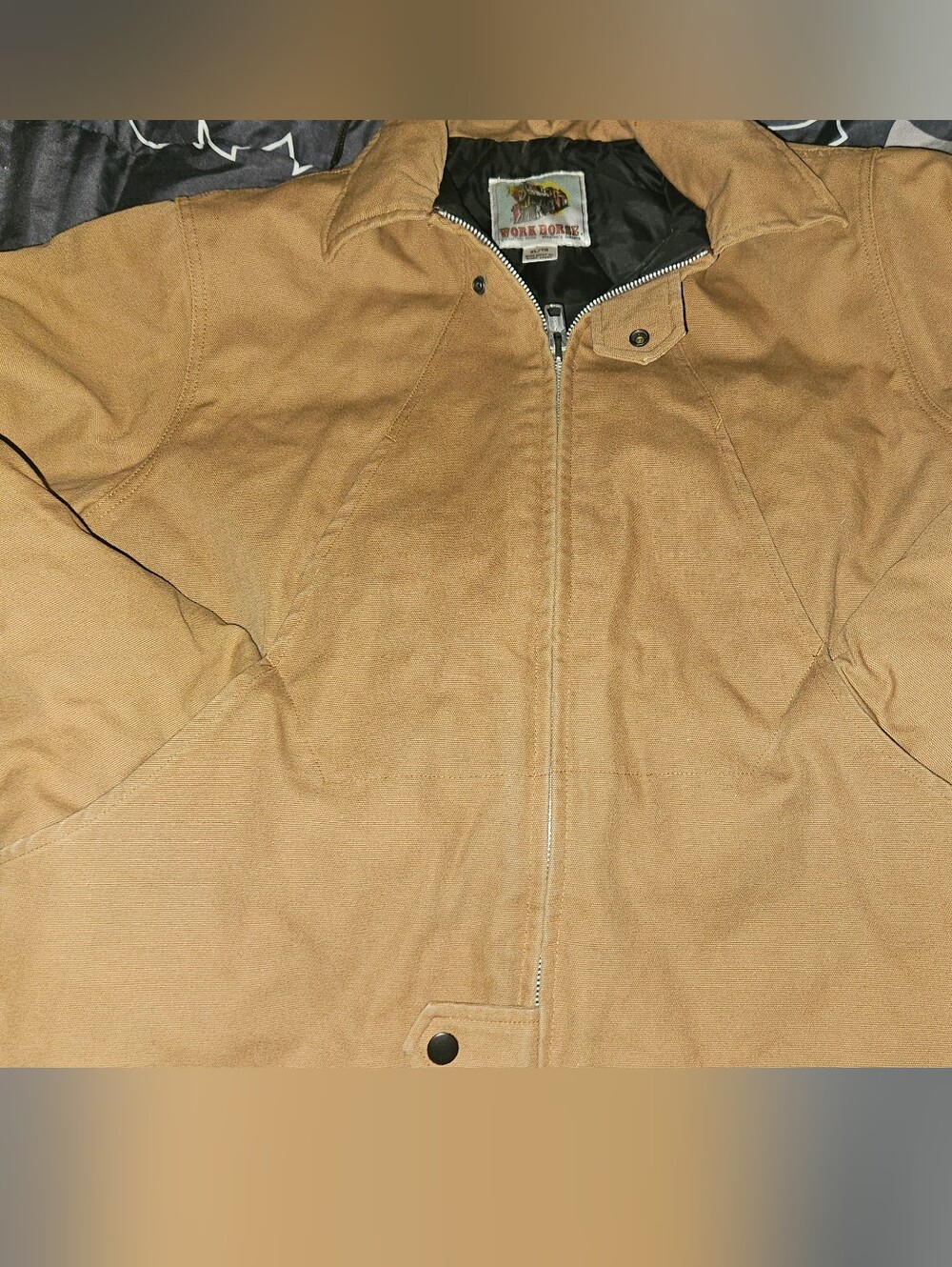 Work Horse Duck Canvas Quilted Insulated Lined Jacket Coat XL Hood